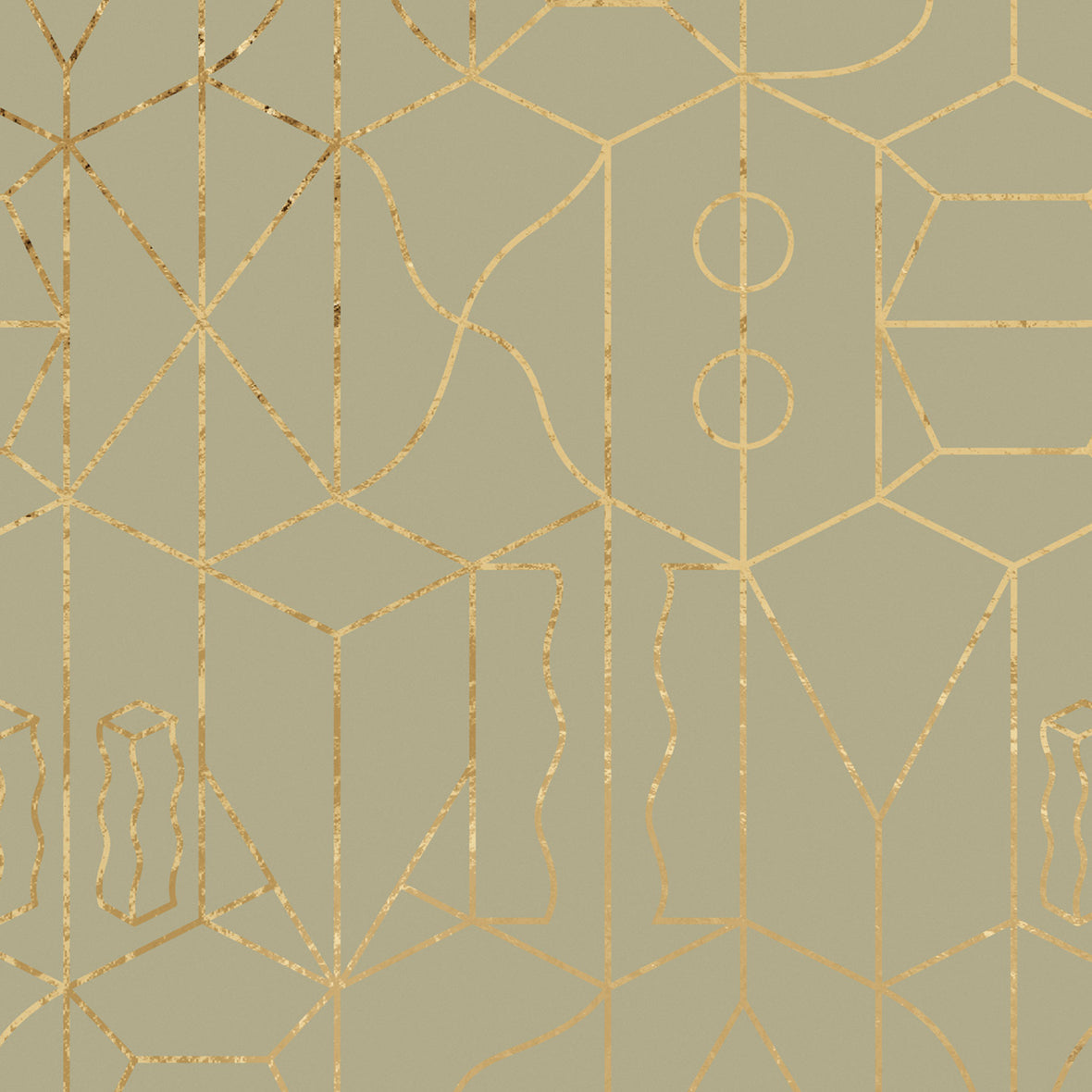 Never Ending Foil by Suzan Hijink Wallpaper - Gold Green