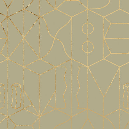 Never Ending Foil by Suzan Hijink Wallpaper - Gold Green
