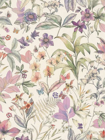 Papillon Floral Butterfly wallpaper in cream – flat pattern
