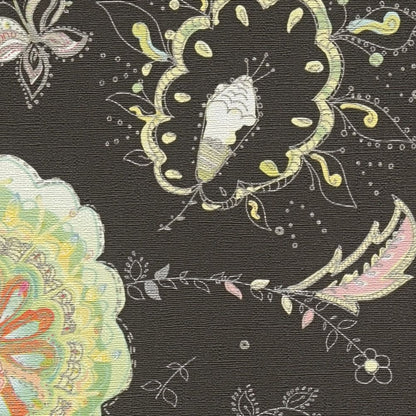 Patterned Flower Wallpaper - House of Turnowsky - Black