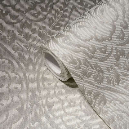 Textured Damask Textured Wallpaper - Beige Brown