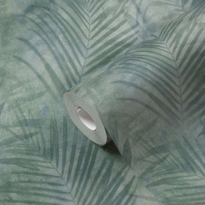 Soft Palm Leaf Wallpaper - Green/Grey