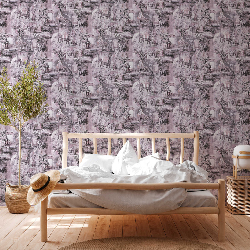 Elephant Parade – Vintage Wallpaper – Ash Grey