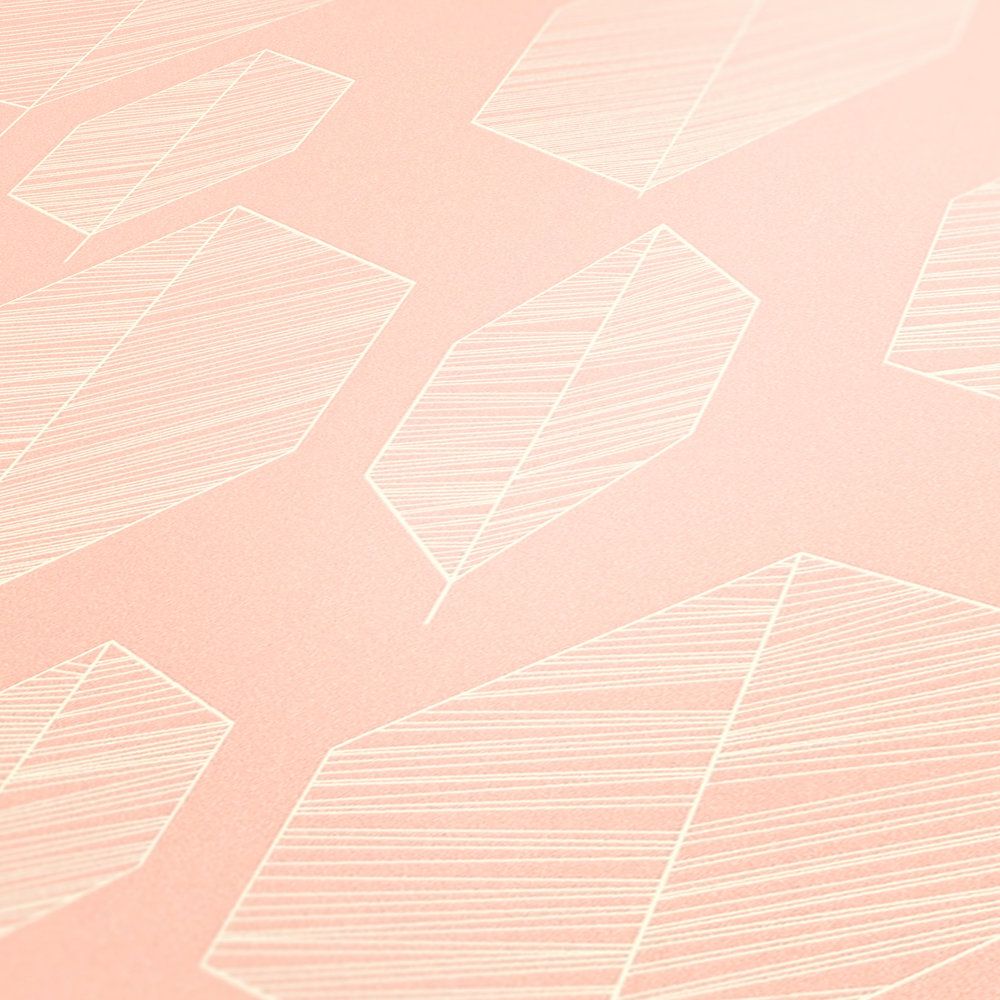 Geo Leaf Vinyl Wallpaper - Peach - Due in January 2027