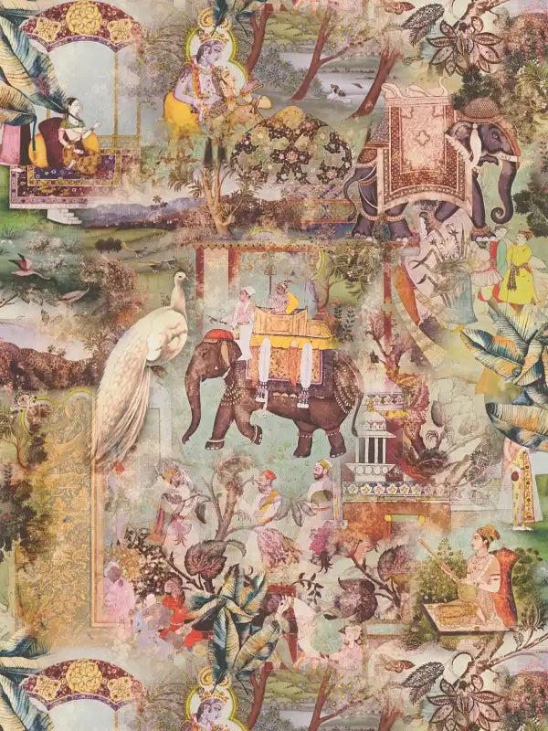 Sample – Elephant Parade – Vintage Wallpaper – Brown