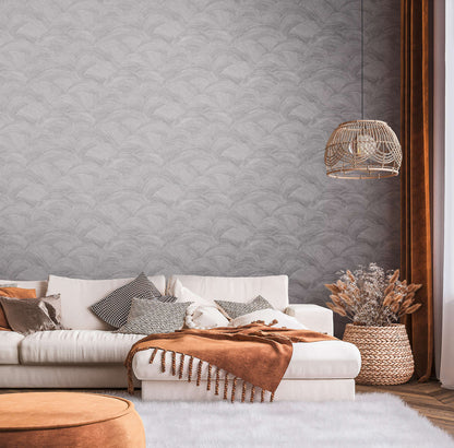 Wave Wallpaper - Grey/Silver