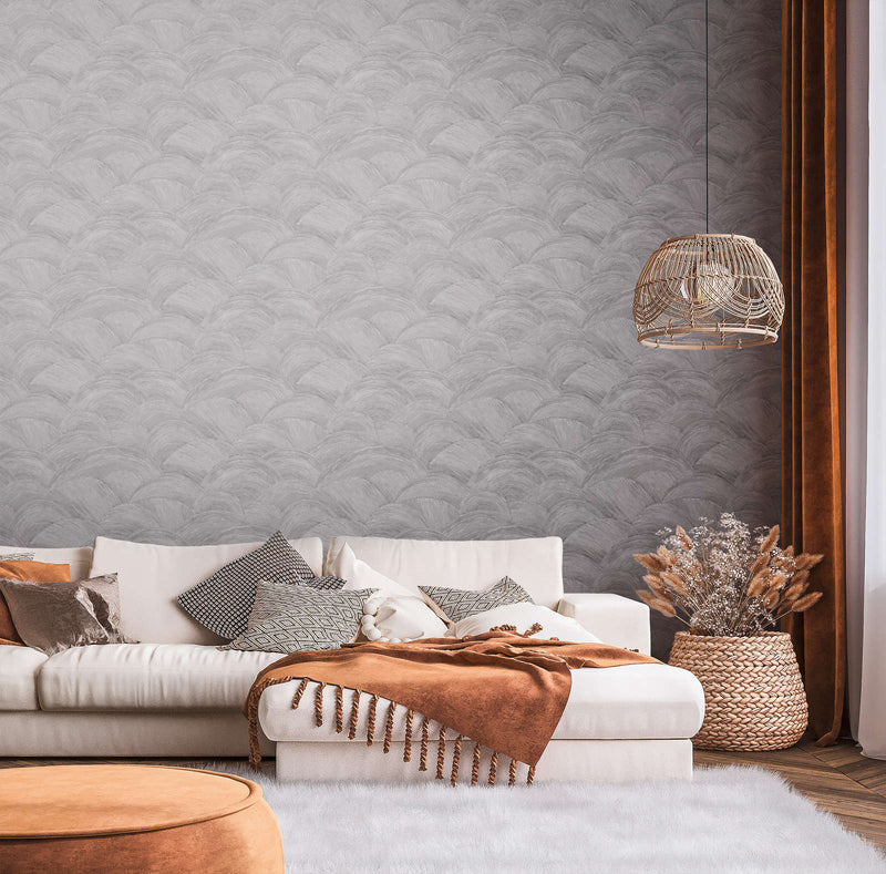 Wave Wallpaper - Grey/Silver