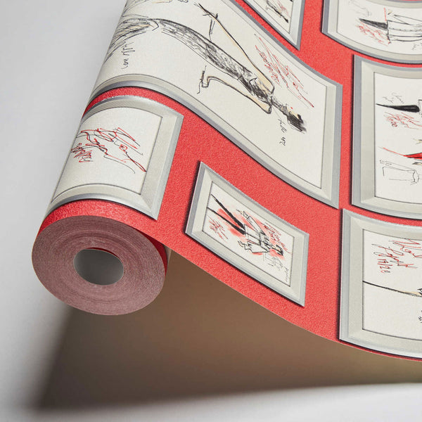 Sample - Visions D'Artiste Metallic Wallpaper - Karl Lagerfeld - Red