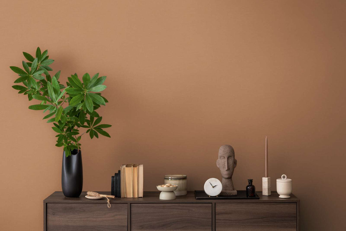 Retro Chic Plain Textured  Vinyl Wallpaper – Camel