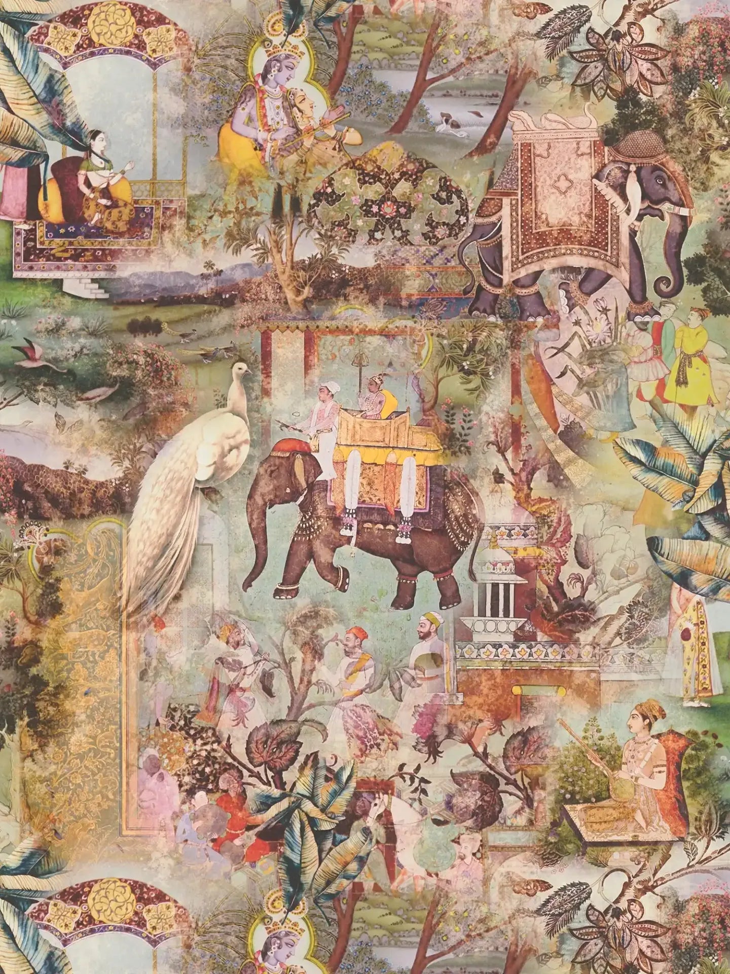 Elephant Parade – Vintage Wallpaper – Brown