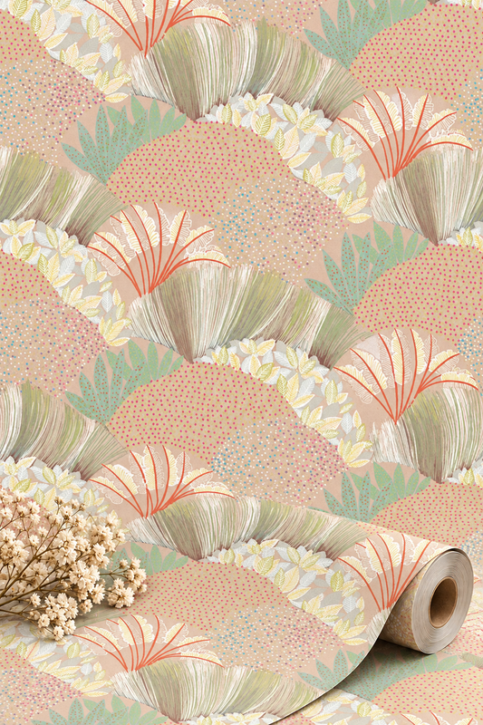 Fanned Trees Wallpaper – Beige Pink