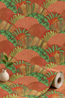 Fanned Trees Wallpaper – Rich Red