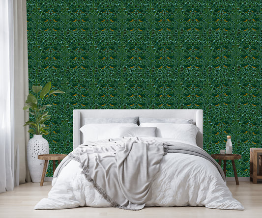 Floral Fantail Wallpaper - NZ Wallpaper - Blue