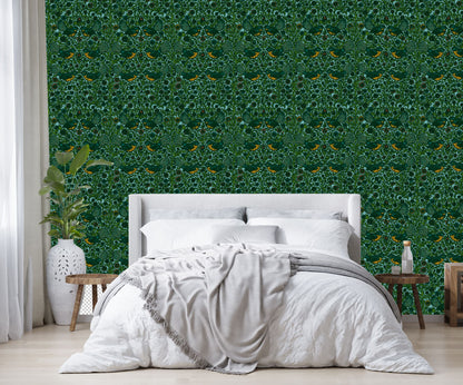 Floral Fantail Wallpaper - NZ Wallpaper - Blue