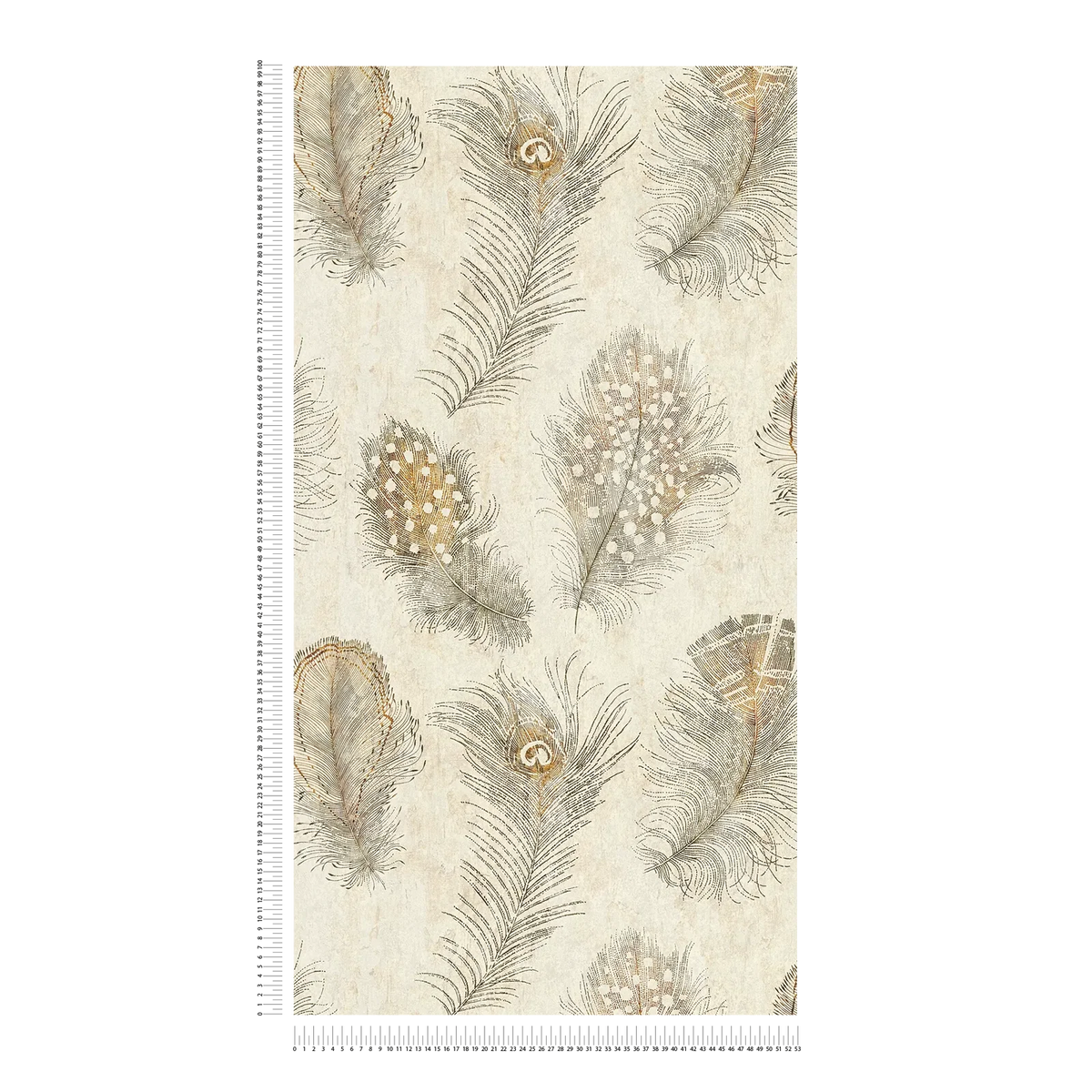 Plume Peacock Feather Vinyl Wallpaper – Natural