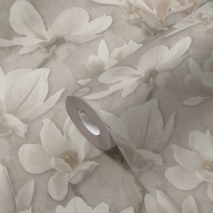 Magnolia Blossoms - Beige, Cream, White