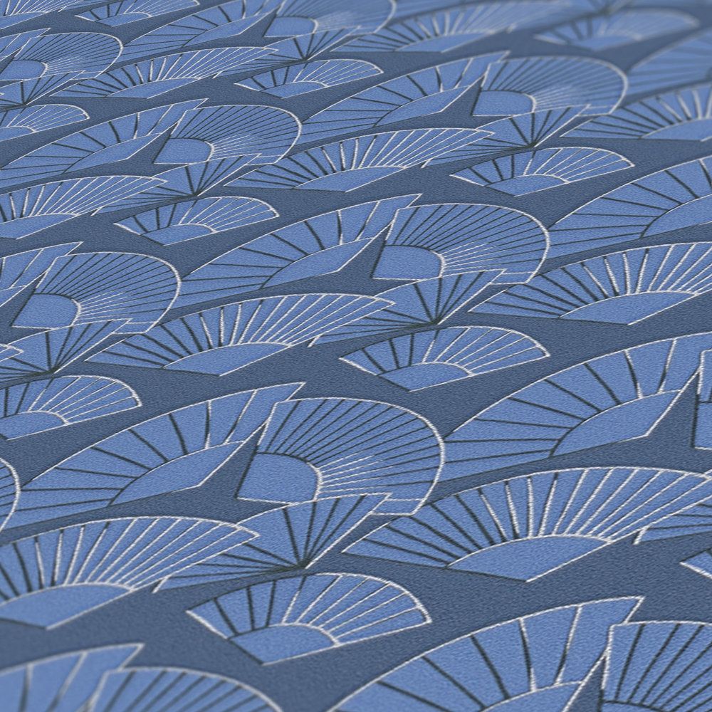 Deco Fanfare Heavy Weight Wallpaper - Blue