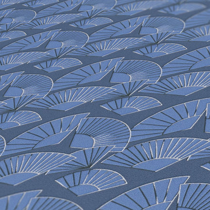 Deco Fanfare Heavy Weight Wallpaper - Blue