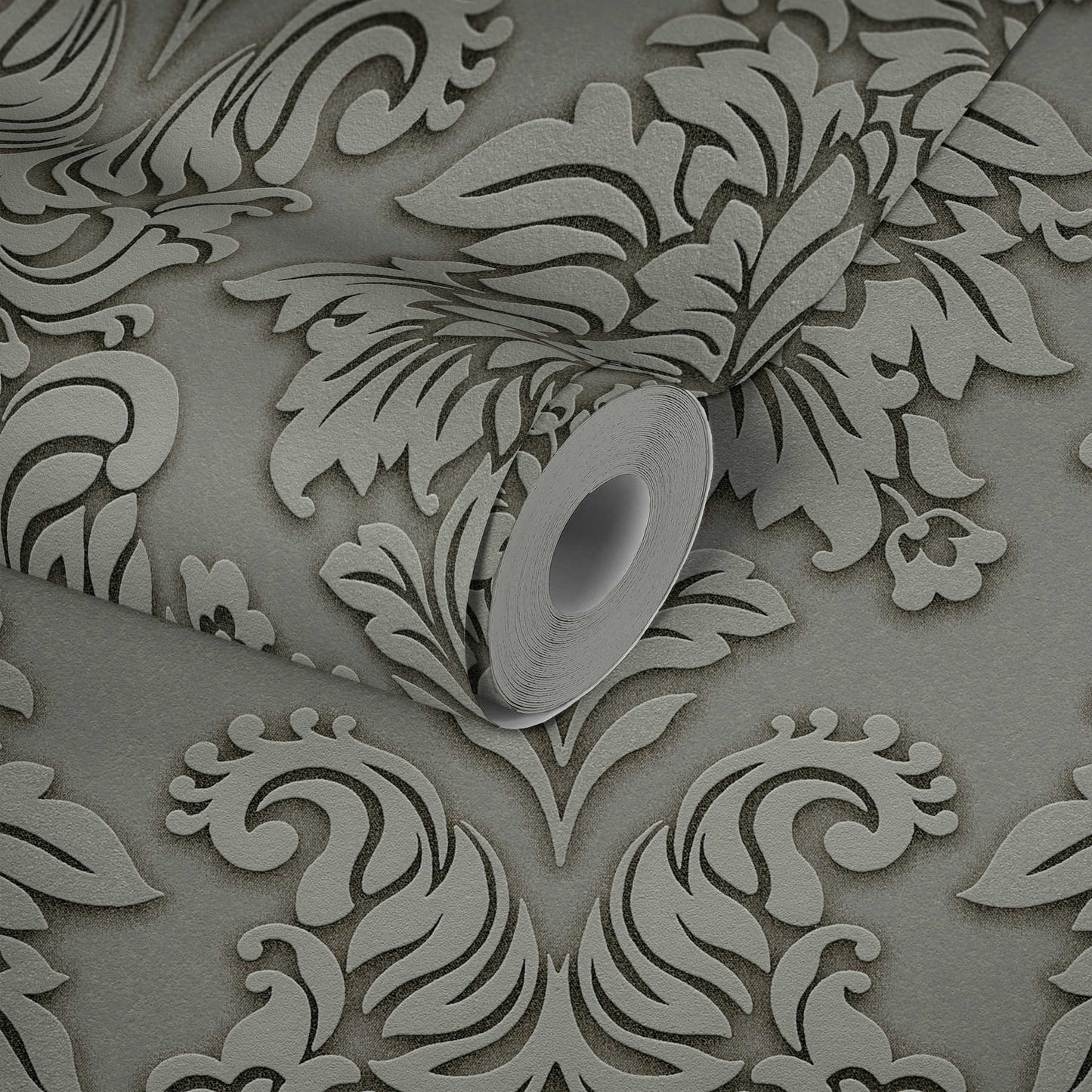Two Toned Damask Wallpaper - Grey