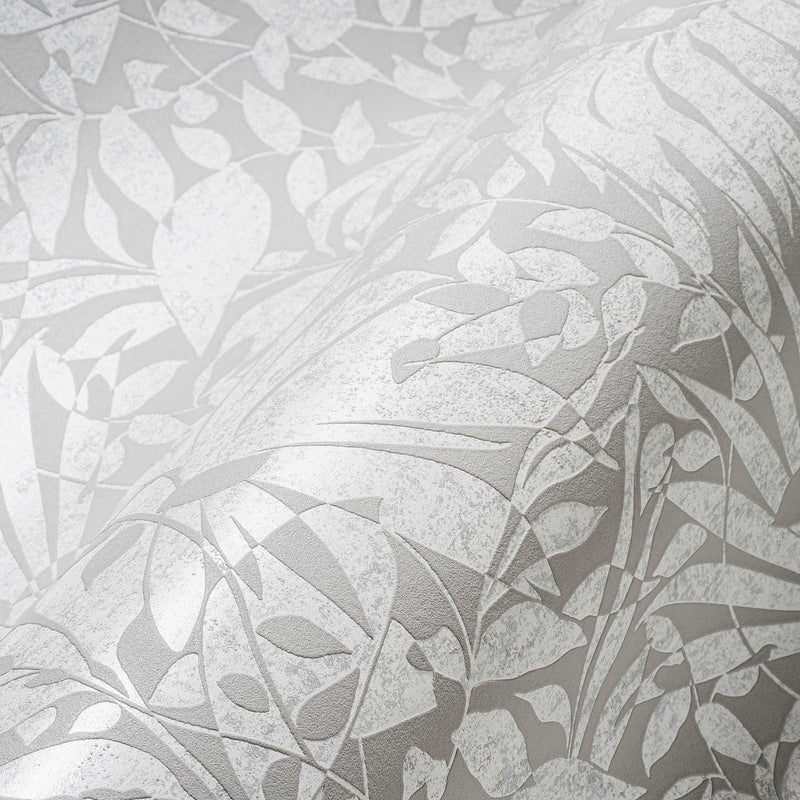 Subtle Leaf Wallpaper - Grey/Silver
