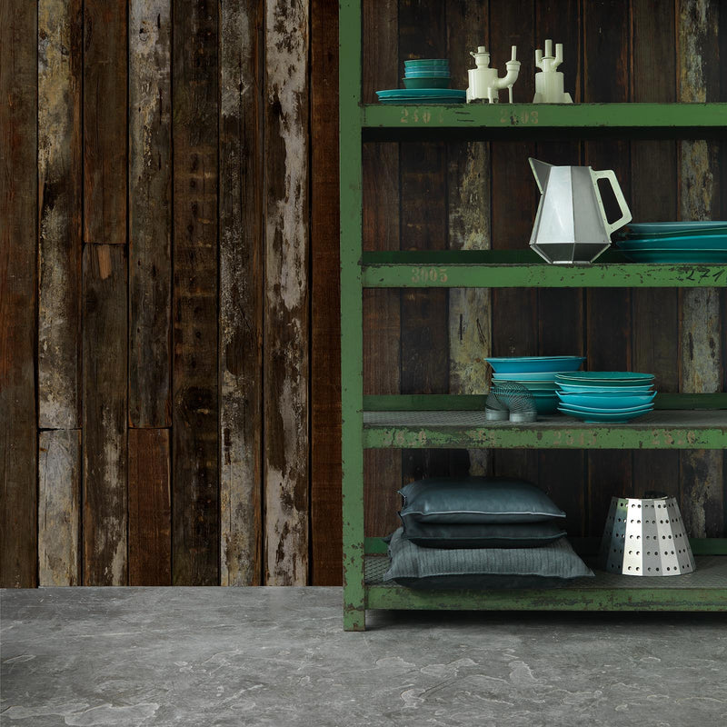 Sample - Piet Hein Eek 'Scrapwood Series' Wallpaper - White/Brown Beams Scrapwood - PHE13