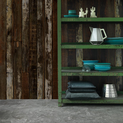 Piet Hein Eek 'Scrapwood Series' Wallpaper - White/Brown Beams Scrapwood - PHE13