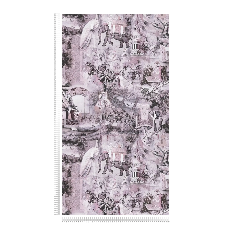 Elephant Parade – Vintage Wallpaper – Ash Grey