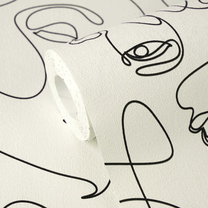 Muse Line Art Face Wallpaper – Black/White