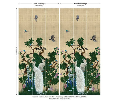 Vera's Garden - Peacock Wallpaper - Tuscan
