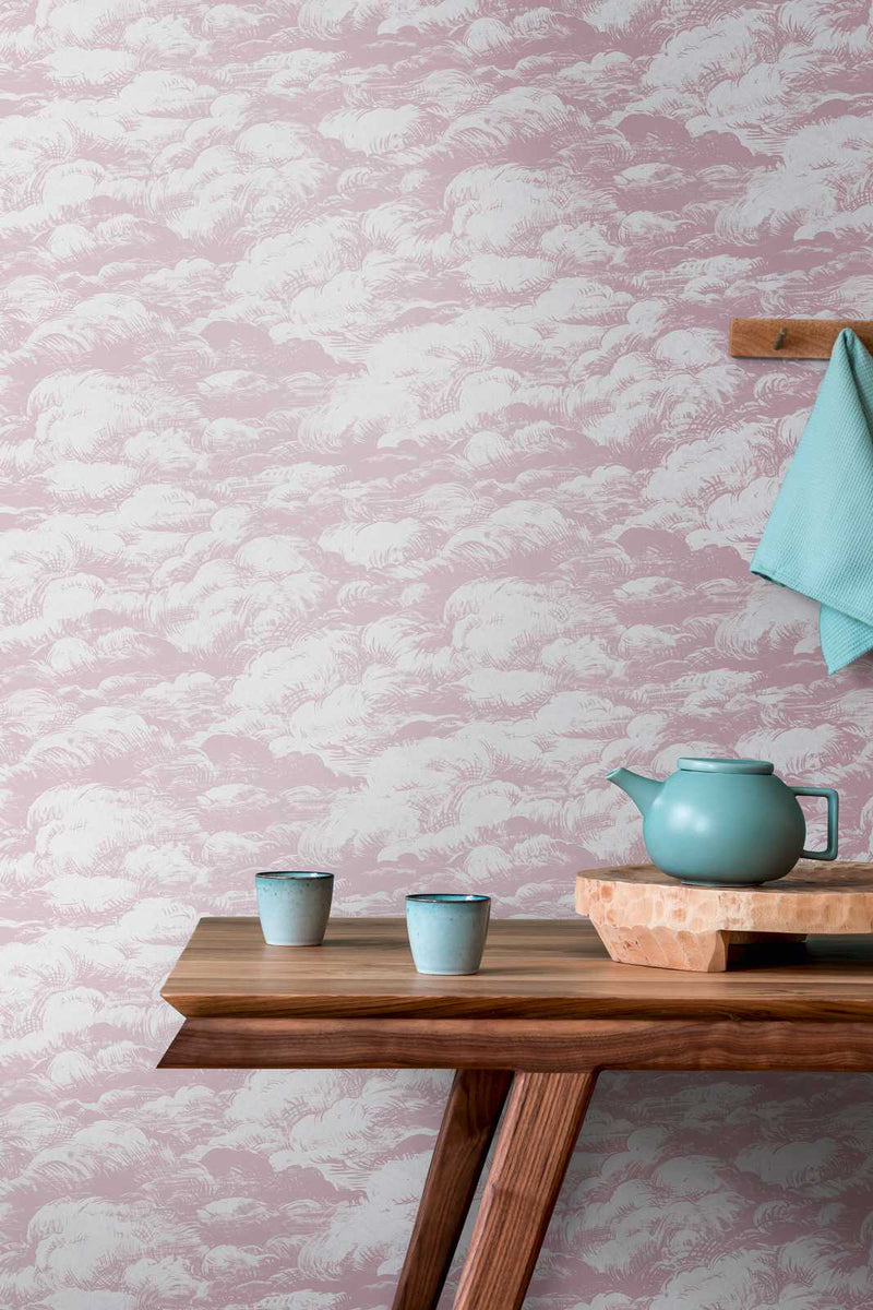 Cloudy Cloud Wallpaper - Pink
