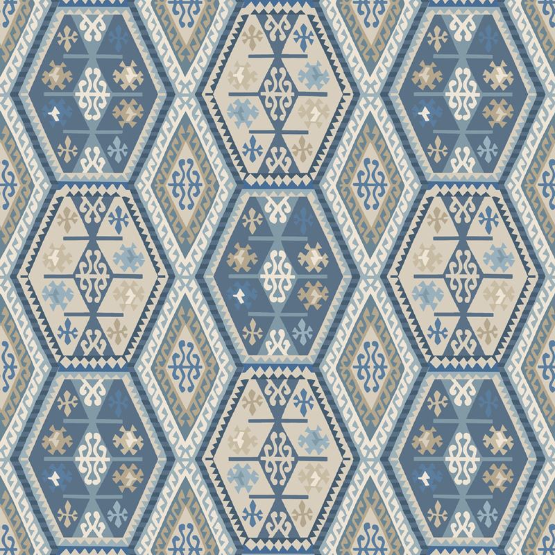 Sample - Mulberry Home Buckland Wallpaper - Blue