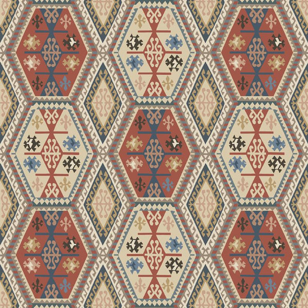Sample - Mulberry Home Buckland Wallpaper - Red/Blue