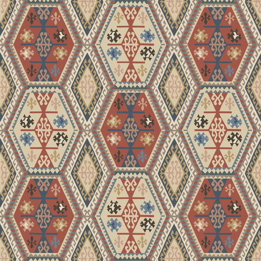 Mulberry Home Buckland Wallpaper - Red/Blue