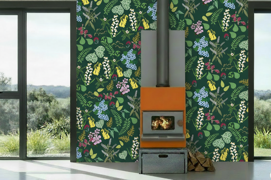 Abel Tasman - Forest Green - Custom Sized Wallpaper Mural (per m2)