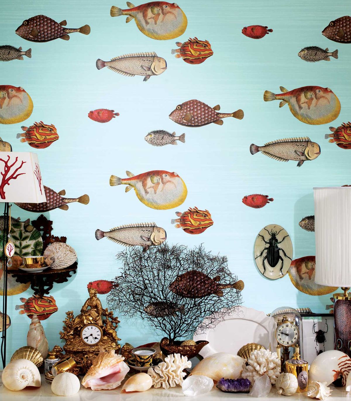 Acquario Fish Wallpaper - Print Room Blue