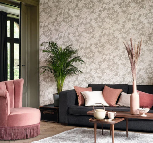 Fern Wallpaper - Taupe Pink - Discontinuing LAST 3 Rolls