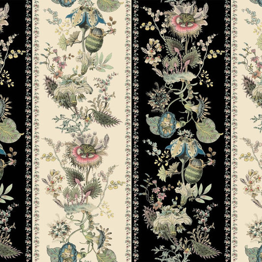 Florafantasia Hybrid Mural Wallpaper - House of Hackney - Noir Stripe