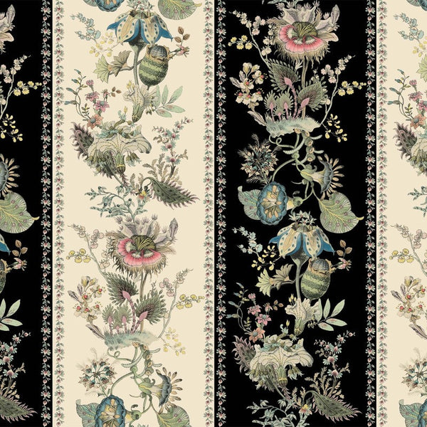 Sample - Florafantasia Hybrid Mural Wallpaper - House of Hackney - Noir Stripe