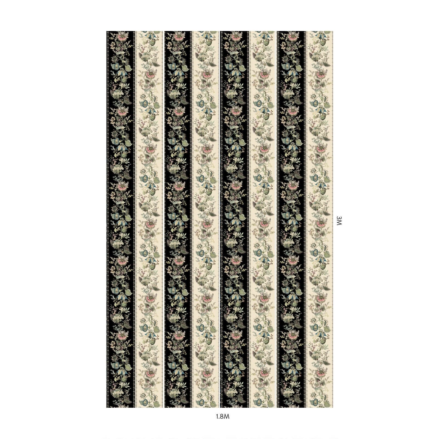 Florafantasia Hybrid Mural Wallpaper - House of Hackney - Noir Stripe