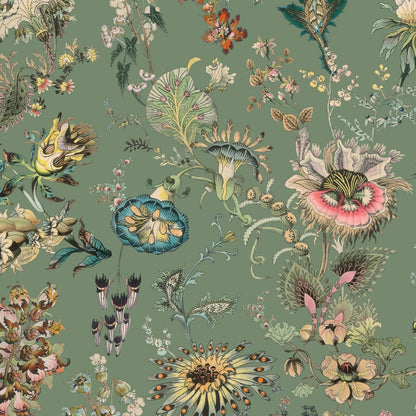 Florafantasia Hybrid Mural Wallpaper - House of Hackney - Verdigris