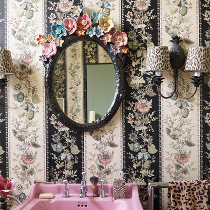 Florafantasia Hybrid Mural Wallpaper - House of Hackney - Noir Stripe