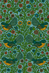 Floral Fantail Wallpaper - NZ Wallpaper - Blue
