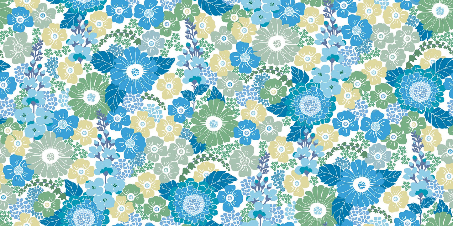 Flower Power - Custom Sized Wallpaper Mural (per m2) - Blue Mood