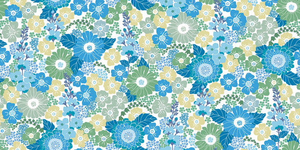 Sample - Flower Power - Custom Sized Wallpaper Mural (per m2) - Blue Mood