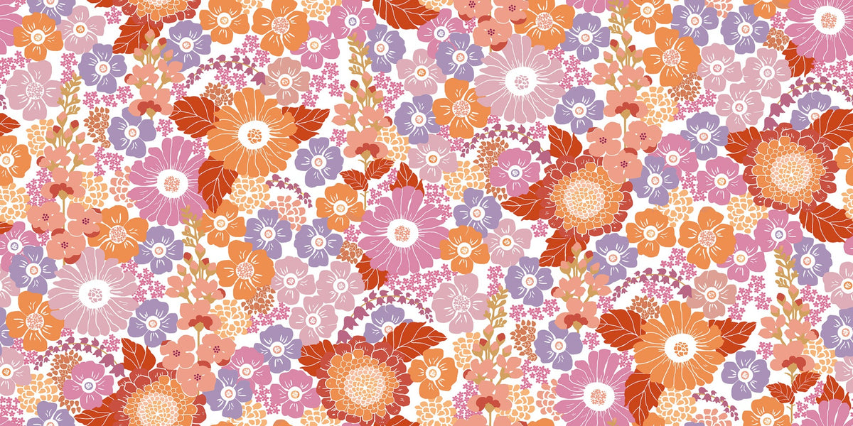 Sample - Flower Power - Custom Sized Wallpaper Mural (per m2) - Raspberry Mood