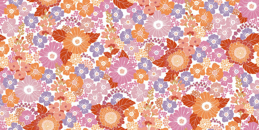 Flower Power - Custom Sized Wallpaper Mural (per m2) - Raspberry Mood