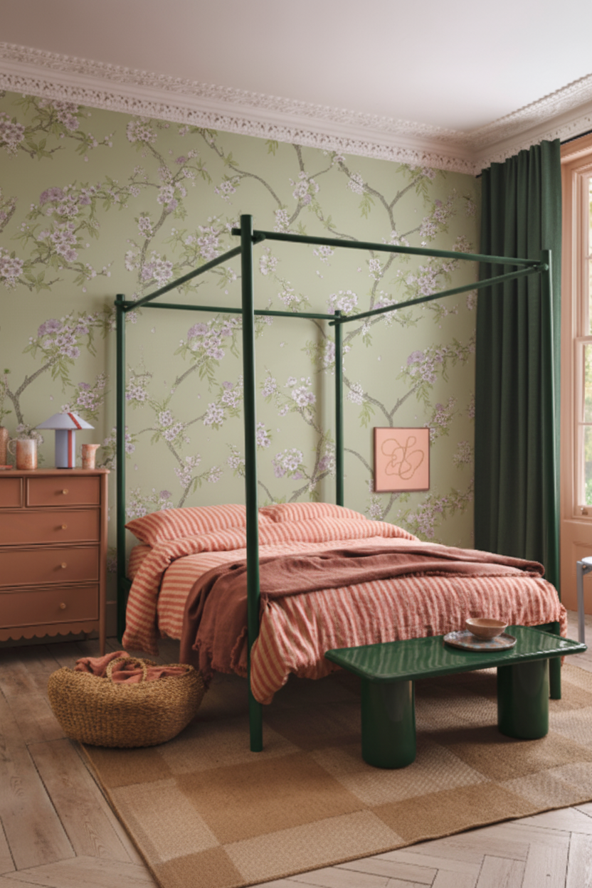 Cherry Blossom – Trailing Branches Wallpaper – Sage Heather