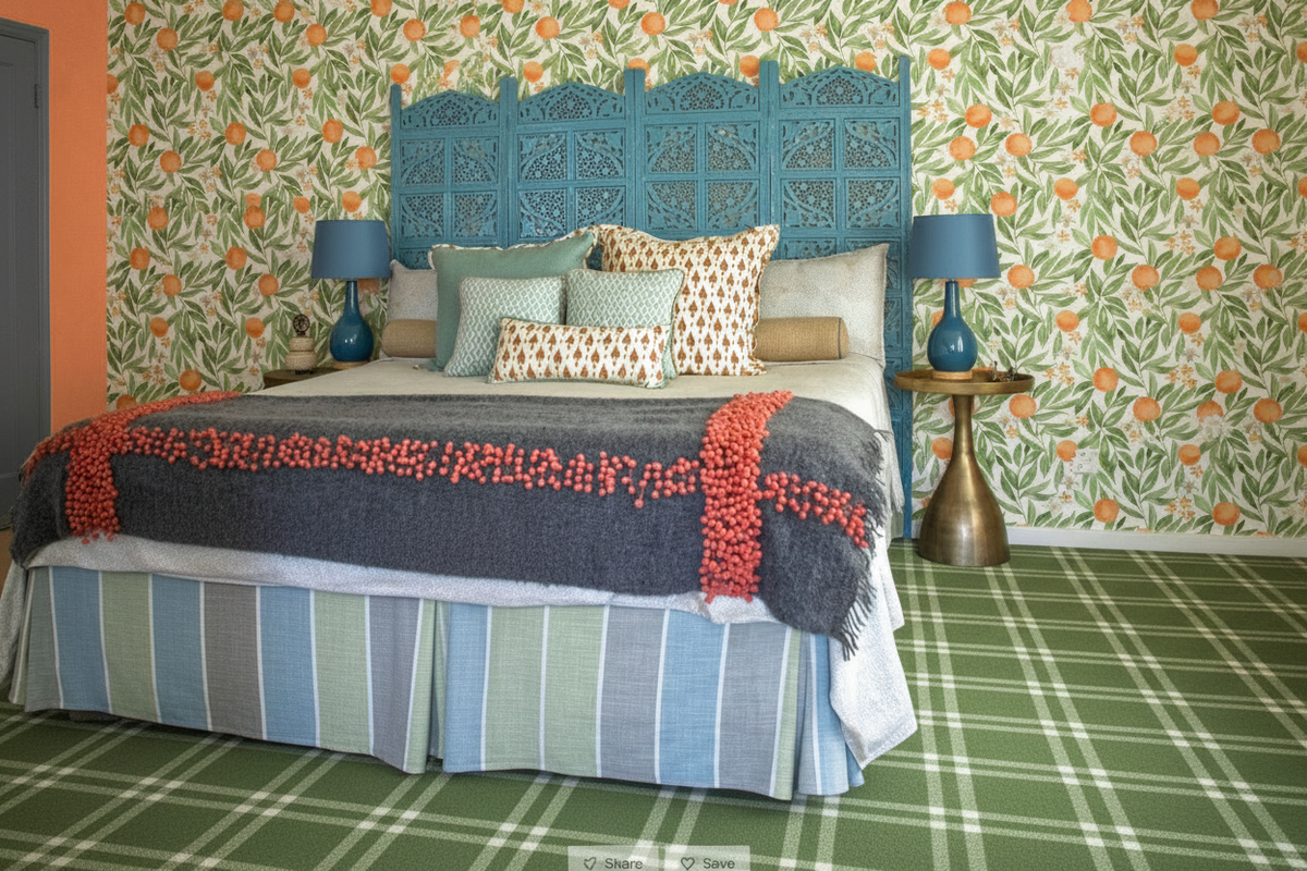 French Orange Wallpaper - Custom Printed Wallpaper
