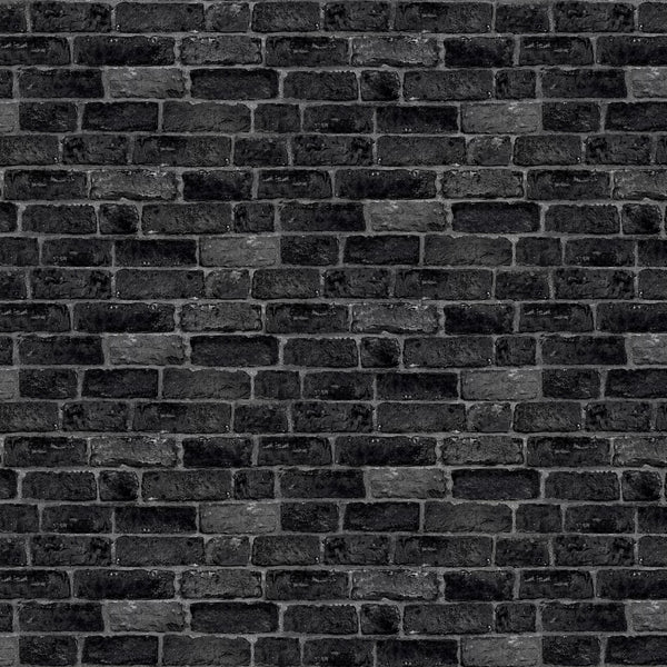 Sample - House Brick Wallpaper - Charcoal