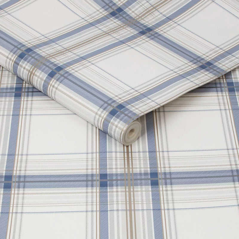Sample - Iona Check Wallpaper - Navy